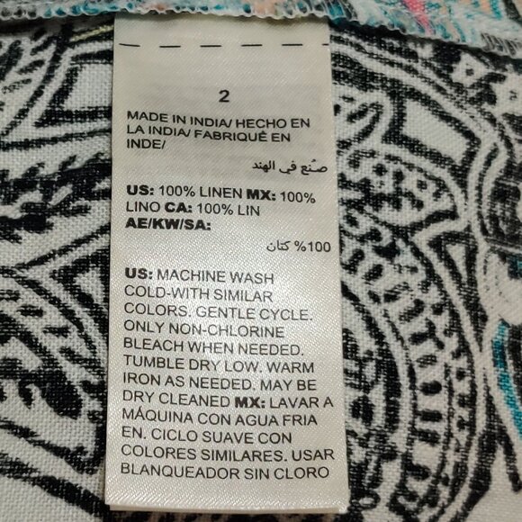 Chicos Womens Statement Jacket Artistic Paisley Linen Draped Open Front Sz 2 L - Picture 6 of 8